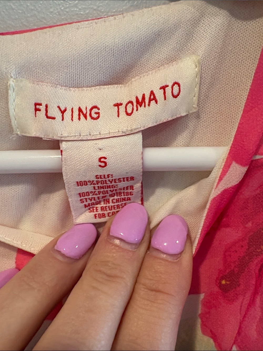 Flying Tomato White Dress with Hot Pink Floral Print ptp 15 1/2 - Picture 2 of 8